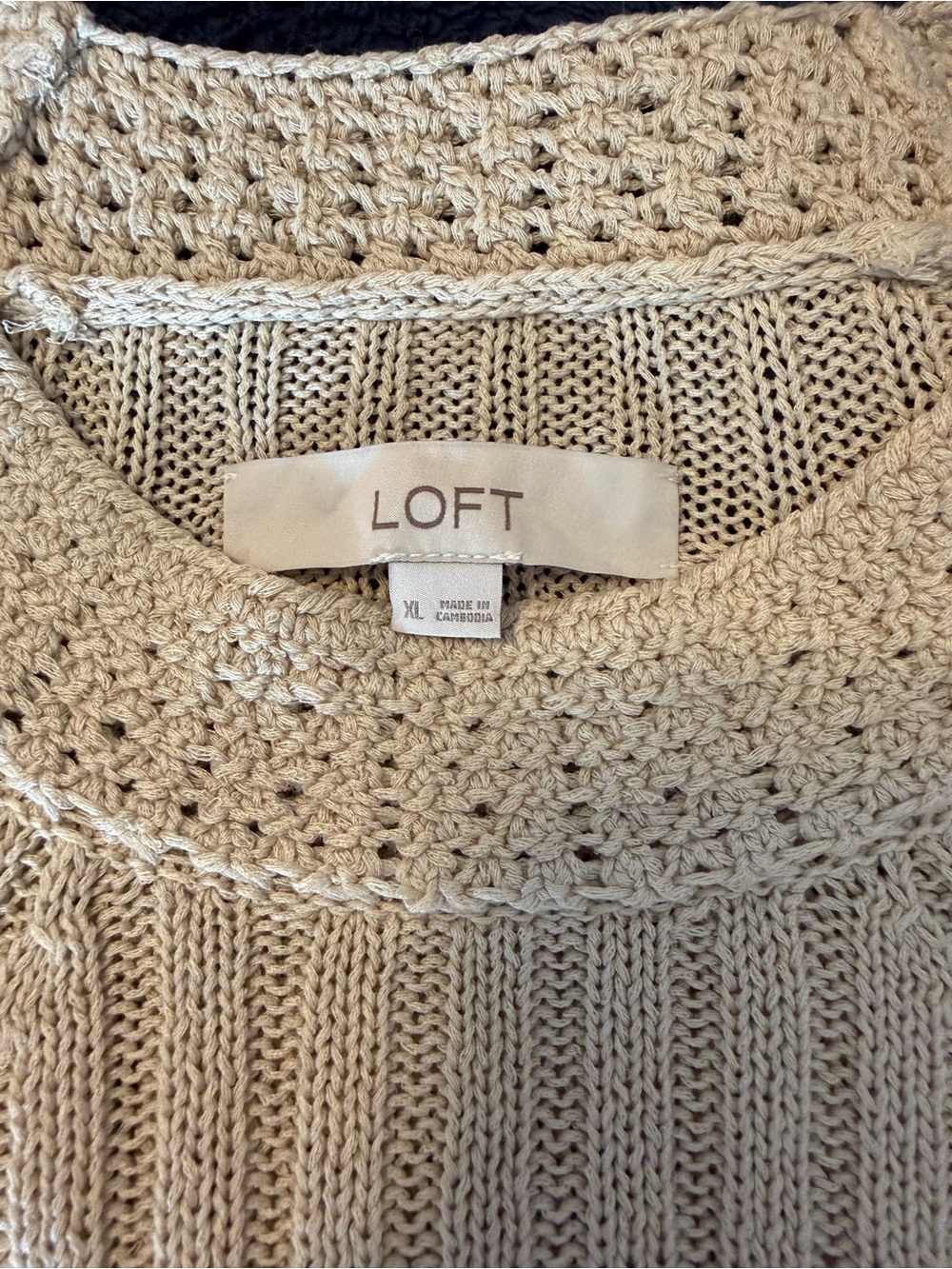 LOFT Cream Sleeveless Ribbed Knit Shell - Picture 2 of 7